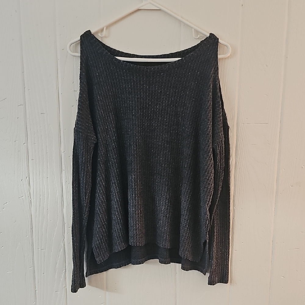 Black Off-the-Shoulder Sweater with Relaxed Fit